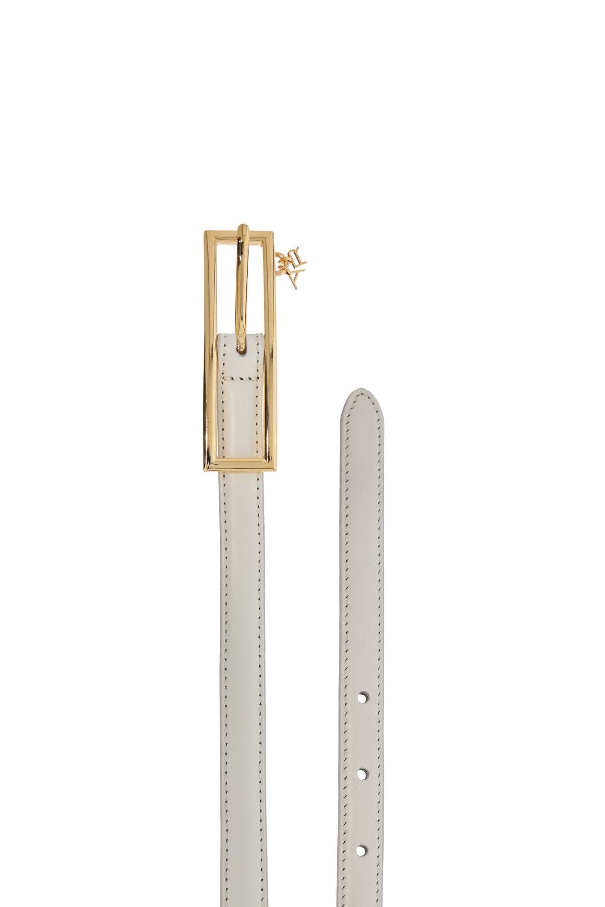Alessandra Rich Slim Leather Belt With Logo Charm White 15Cm