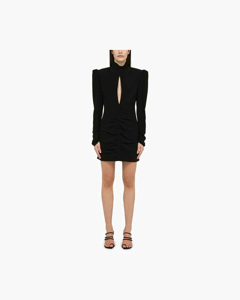Alessandra Rich Black Silk Draped Minidress