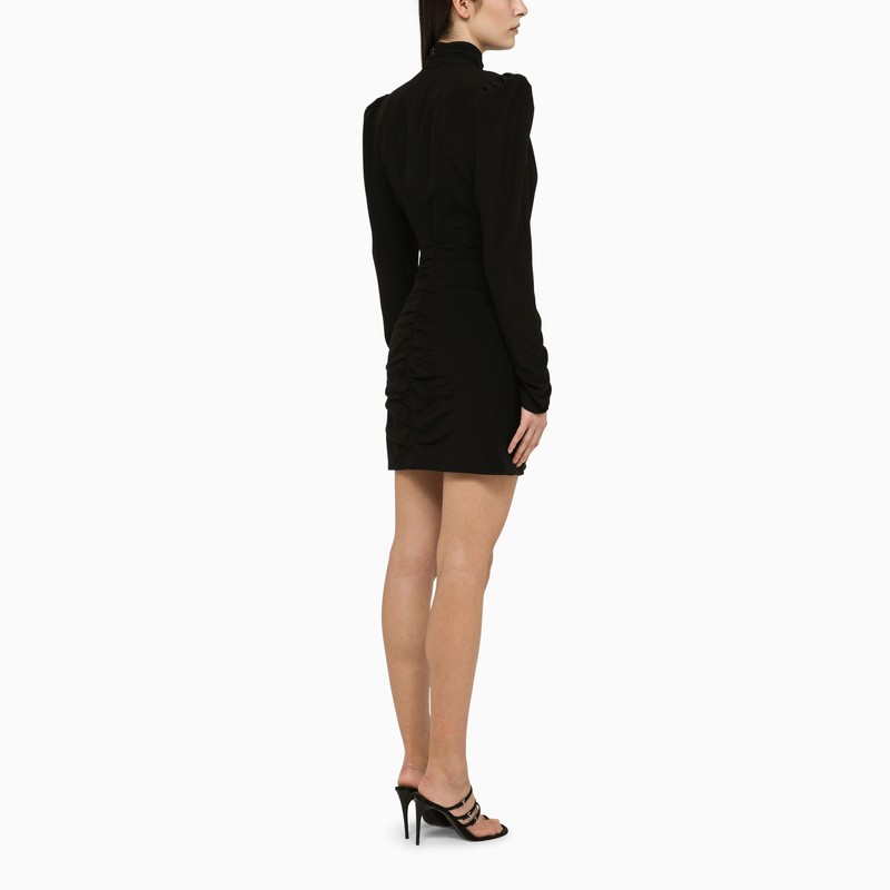 Alessandra Rich Black Silk Draped Minidress