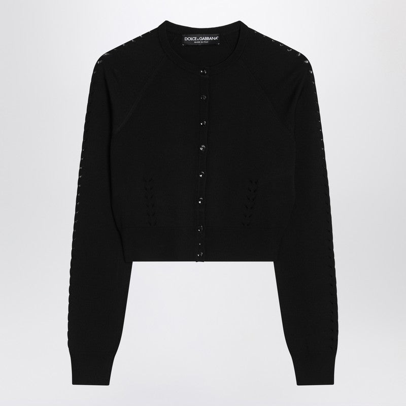 Dolce & Gabbana Black Cardigan with Punched Details