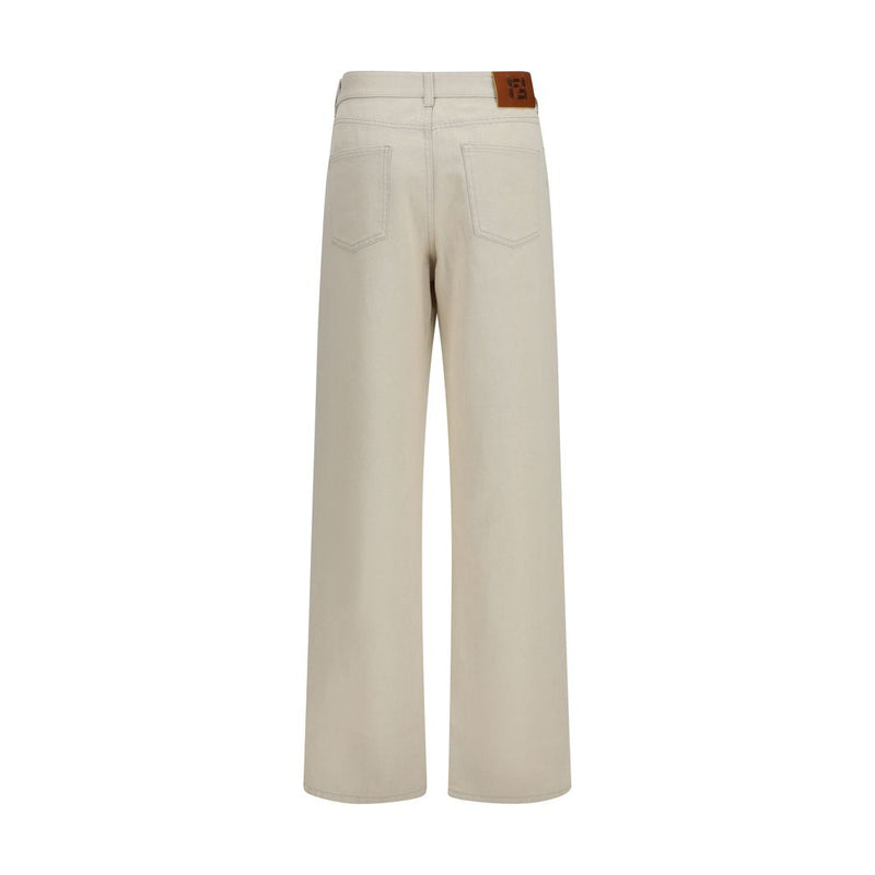 Fendi Beige Cotton Straight Leg Jeans Glam Steals