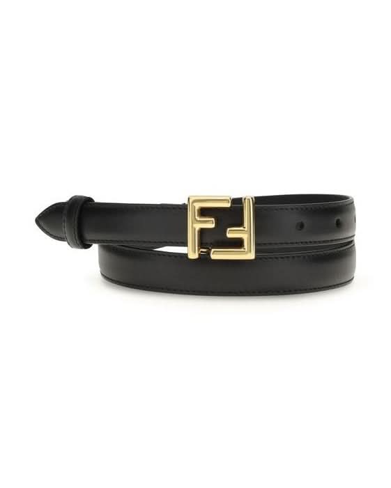 Fendi Black Calf Leather Bos Taurus Regular Belt 