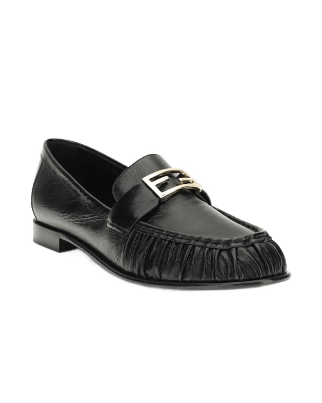 Fendi Black Calf Leather Bos Taurus Slip On Loafers Glam Steals