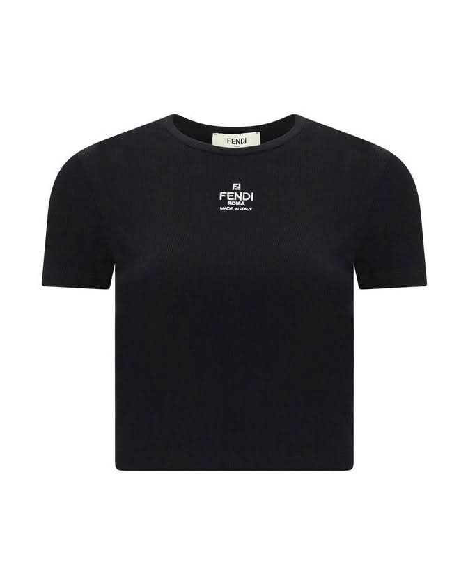 Fendi Black Cotton Top T-Shirts