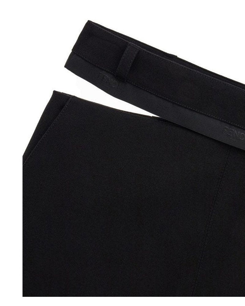 Fendi Black Wool Virgin Long Skirt 