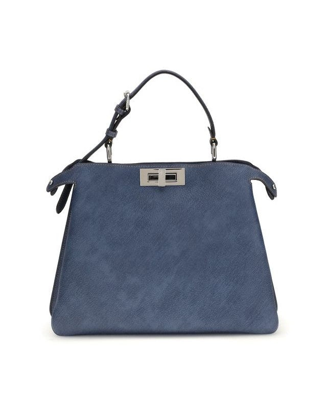 Fendi Blue Calf Leather Bos Taurus Shoulder Bag Glam Steals
