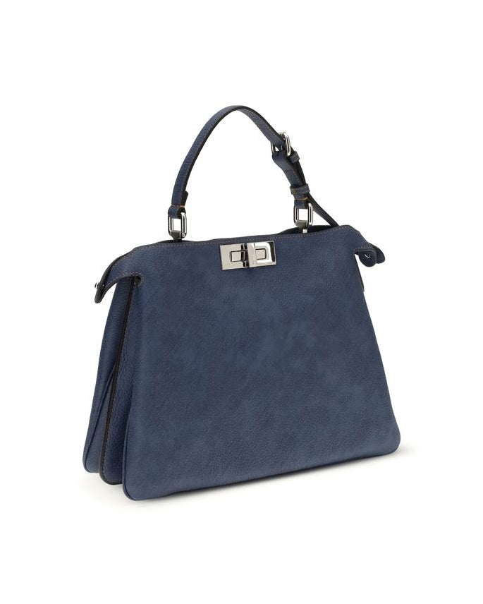Fendi Blue Calf Leather Bos Taurus Shoulder Bag Glam Steals