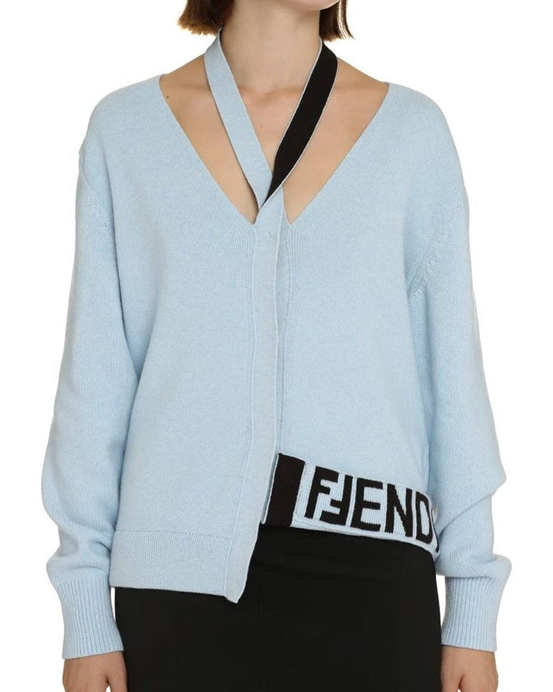 Fendi Blue Cashmere Cardigan 