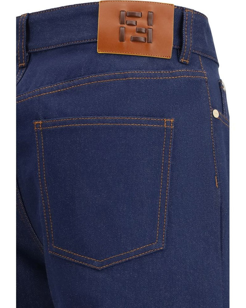 Fendi Blue Cotton Straight Leg Jeans Glam Steals
