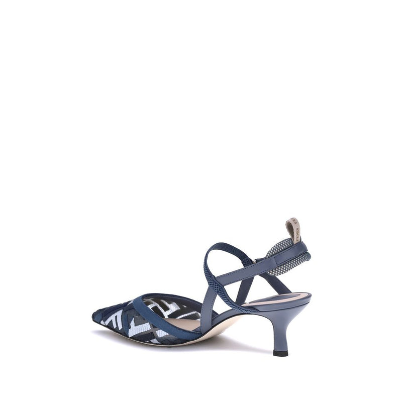 Fendi Blue Polyamide Mid Heel Pumps Glam Steals