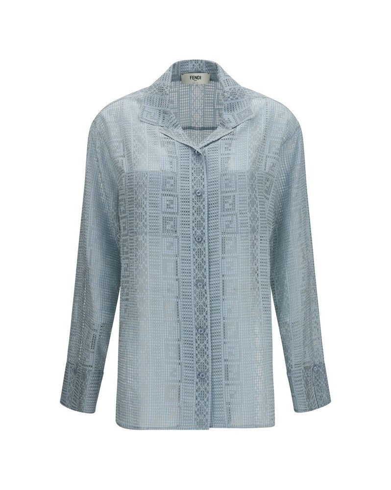 Fendi Blue Silk Dress Shirt Glam Steals