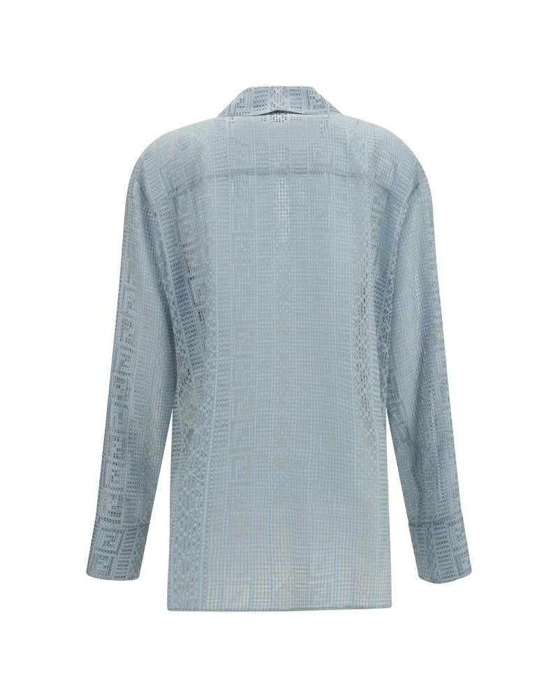 Fendi Blue Silk Dress Shirt Glam Steals