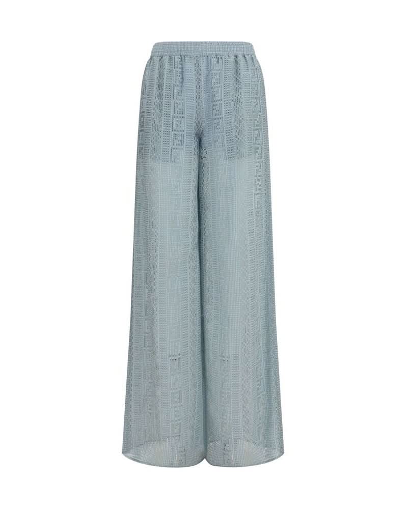 Fendi Blue Viscose Casual Pant Glam Steals