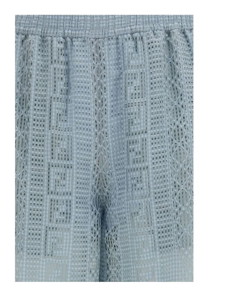 Fendi Blue Viscose Casual Pant Glam Steals