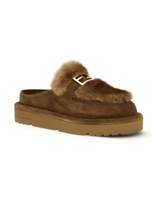 Fendi Brown Lamb Ovis Aries Mules Glam Steals