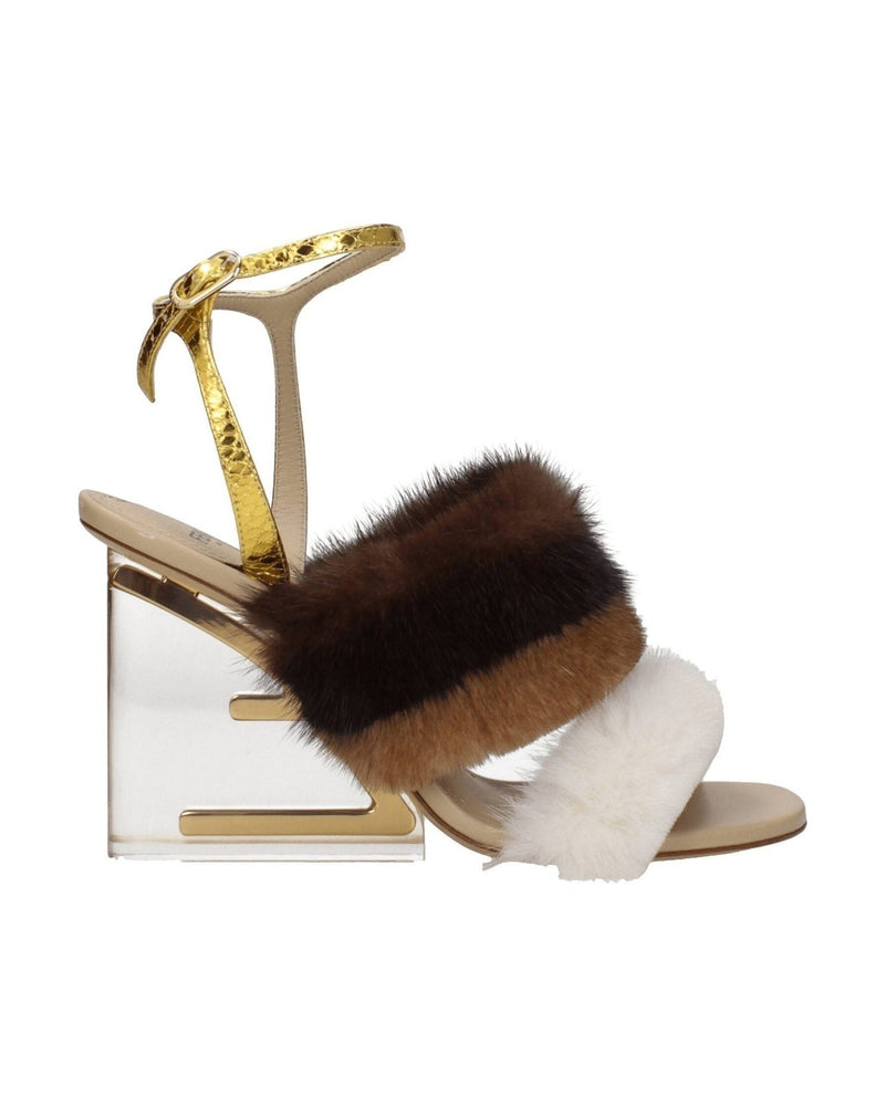 Fendi Brown Mink Strap-Ons Sandals Glam Steals