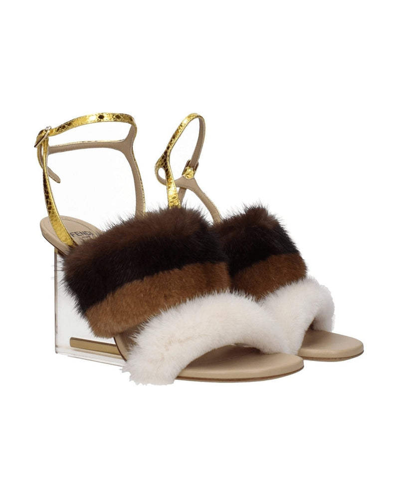 Fendi Brown Mink Strap-Ons Sandals Glam Steals