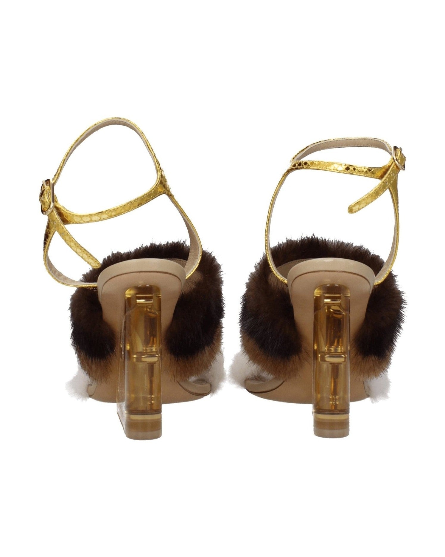 Fendi Brown Mink Strap-Ons Sandals Glam Steals