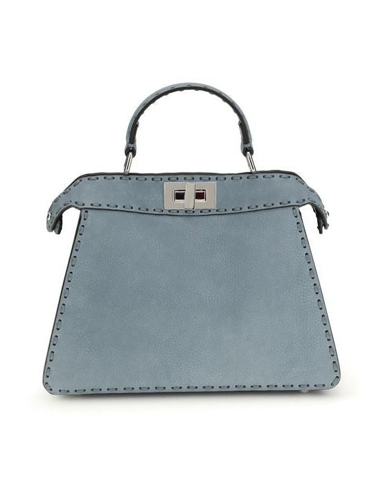 Fendi Light Blue Calf Leather Bos Taurus Shoulder Bag