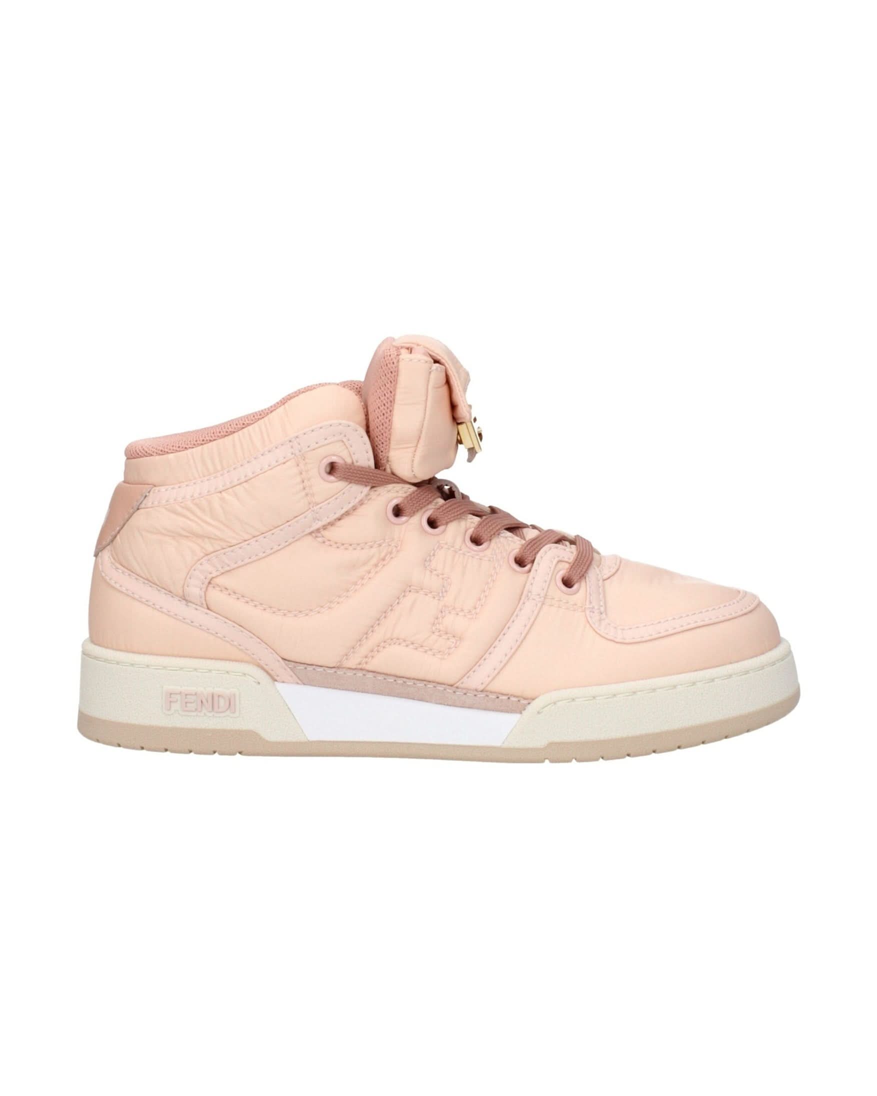 Fendi Pink Nylon High Top Sneakers 