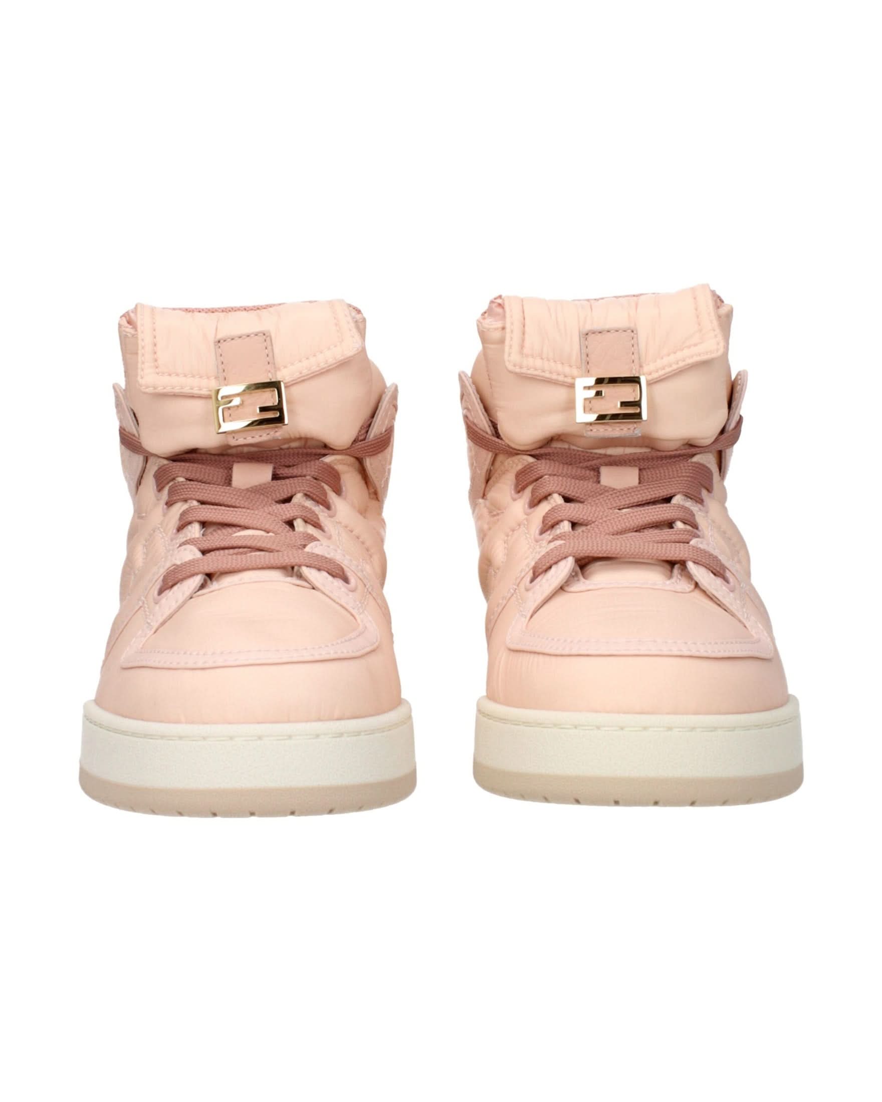 Fendi Pink Nylon High Top Sneakers 