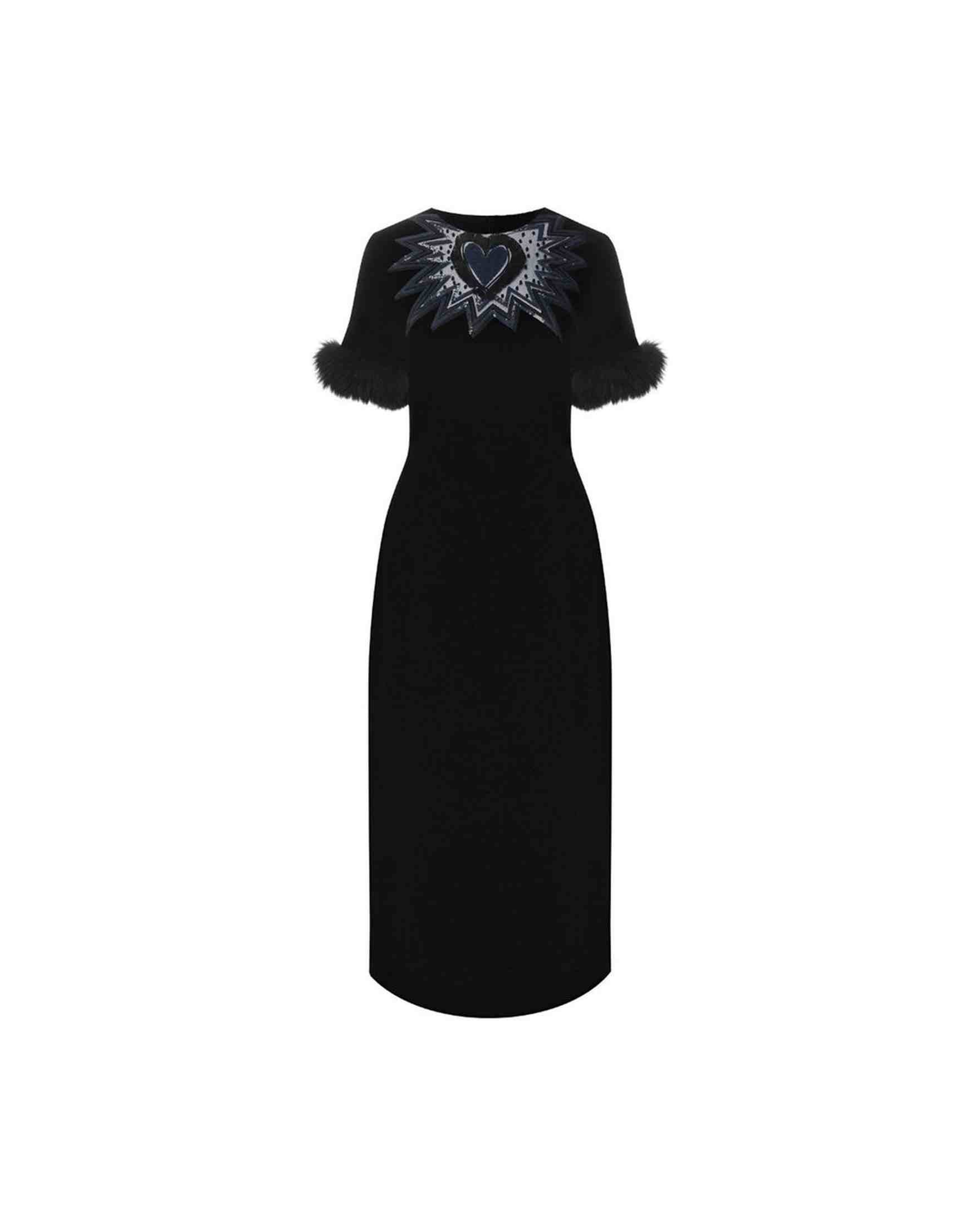 Fendi Velvet Fur Trim Midi Dress Glam Steals