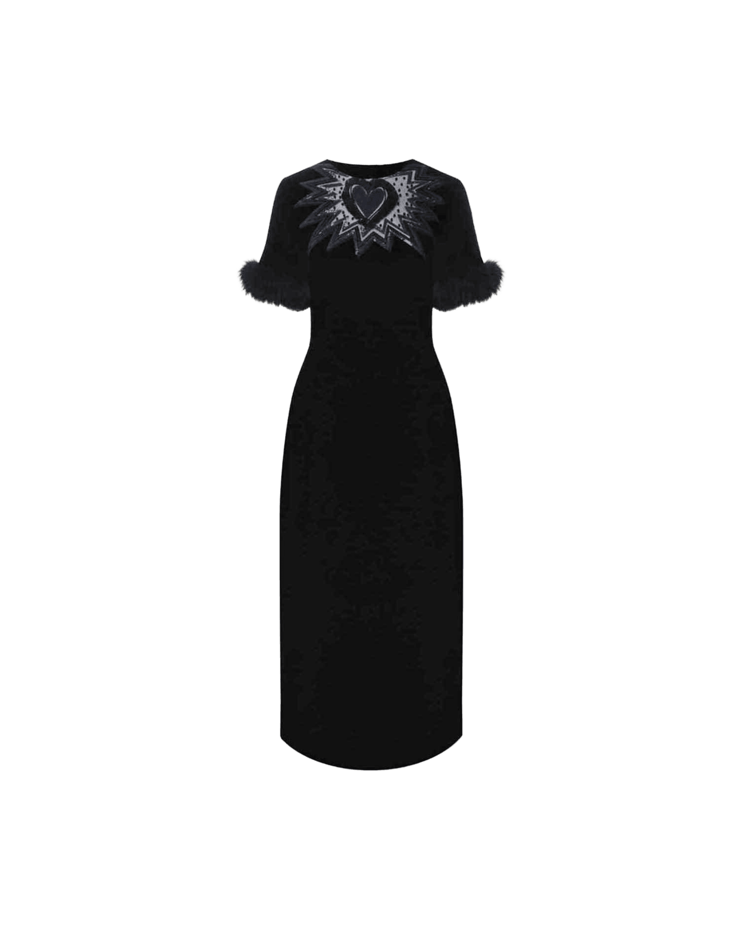 Fendi Velvet Fur Trim Midi Dress Glam Steals