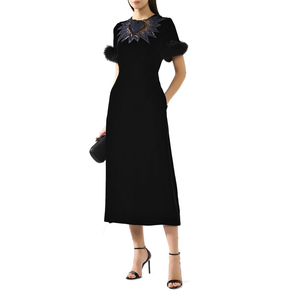 Fendi Velvet Fur Trim Midi Dress Glam Steals