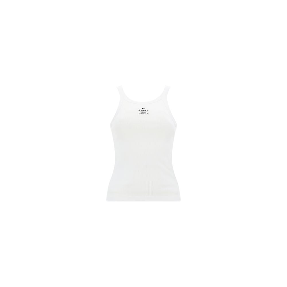 Fendi White Cotton Sleeveles T-shirt Glam Steals