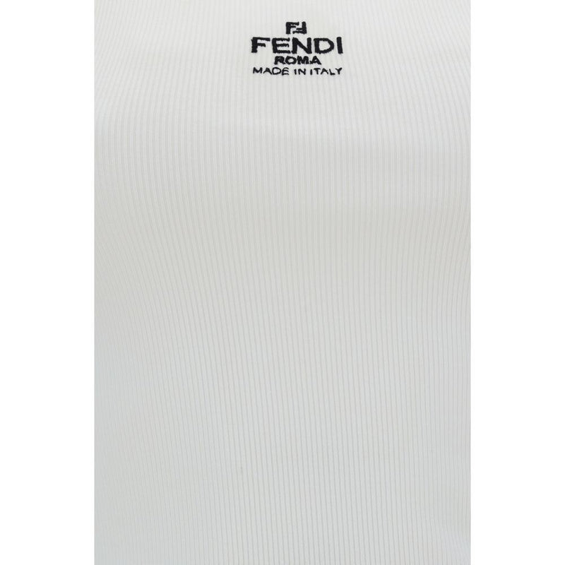 Fendi White Cotton Sleeveles T-shirt Glam Steals