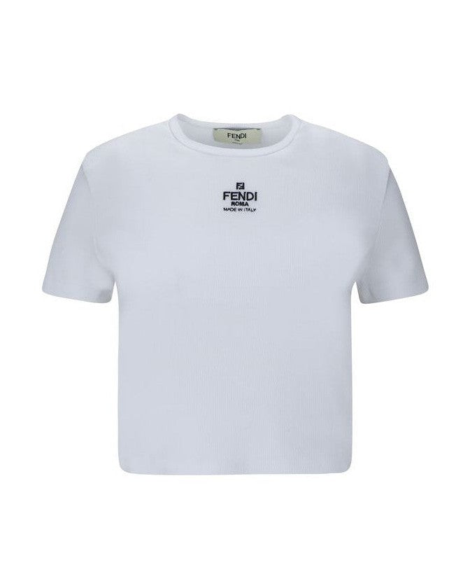 Fendi White Cotton Top T-Shirts