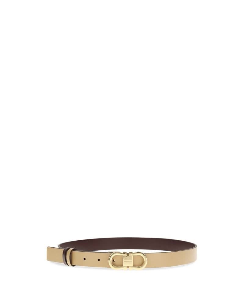 Ferragamo Beige Calf Leather Bos Taurus Regular Belt Glam Steals