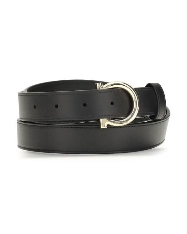 Ferragamo Black Calf Leather Bos Taurus Regular Belt Glam Steals