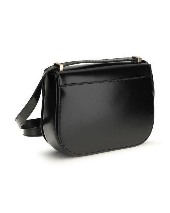 Ferragamo Black Calf Leather Bos Taurus Shoulder Bag Glam Steals