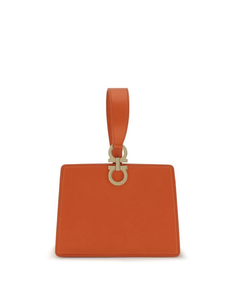 Ferragamo Orange Leather Calf Bos Taurus Clutch Bag Glam Steals