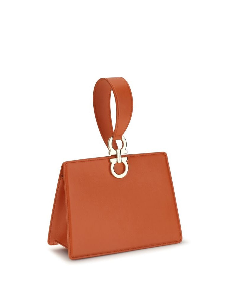 Ferragamo Orange Leather Calf Bos Taurus Clutch Bag Glam Steals