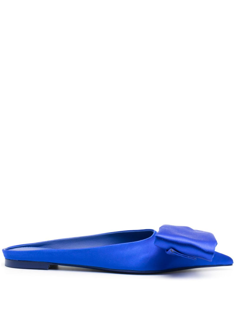 Ferragamo Satin Asymmetric Bow Mules