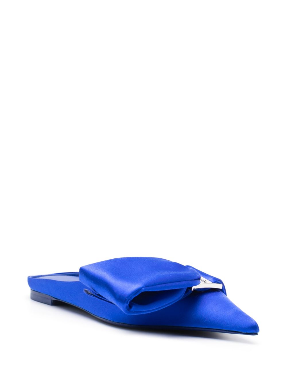 Ferragamo Satin Asymmetric Bow Mules