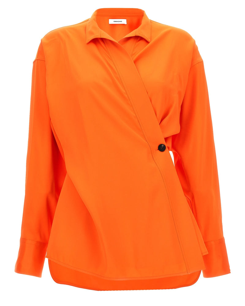 Ferragamo Satin Asymmetric Shirt Glam Steals