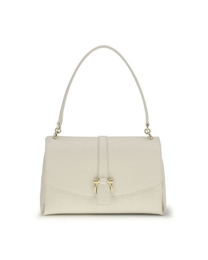 Ferragamo White Calf Leather Bos Taurus Shoulder Bag Glam Steals