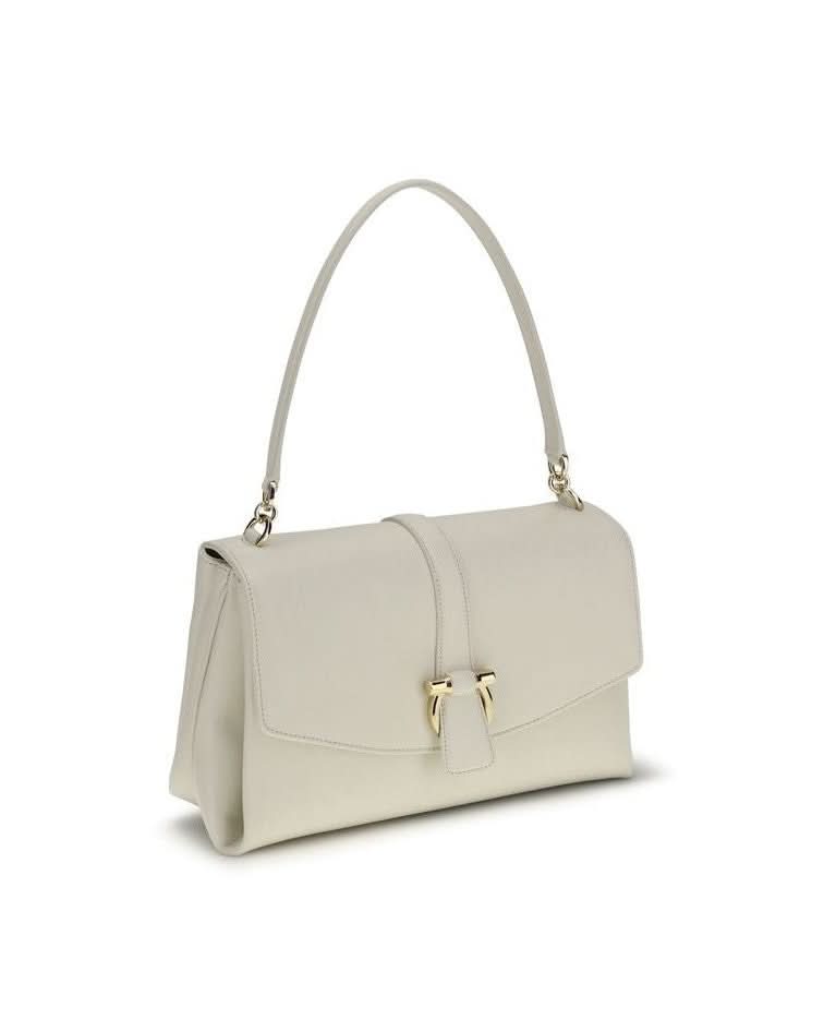 Ferragamo White Calf Leather Bos Taurus Shoulder Bag Glam Steals