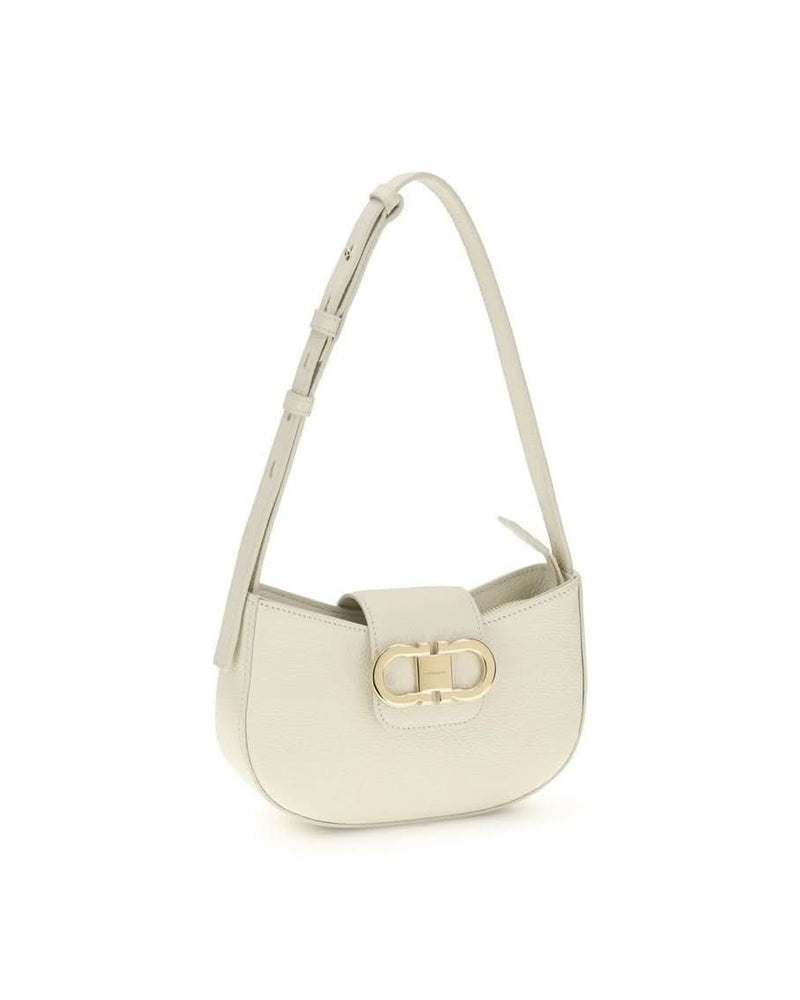 Ferragamo White Calf Leather Bos Taurus Shoulder Bag Glam Steals