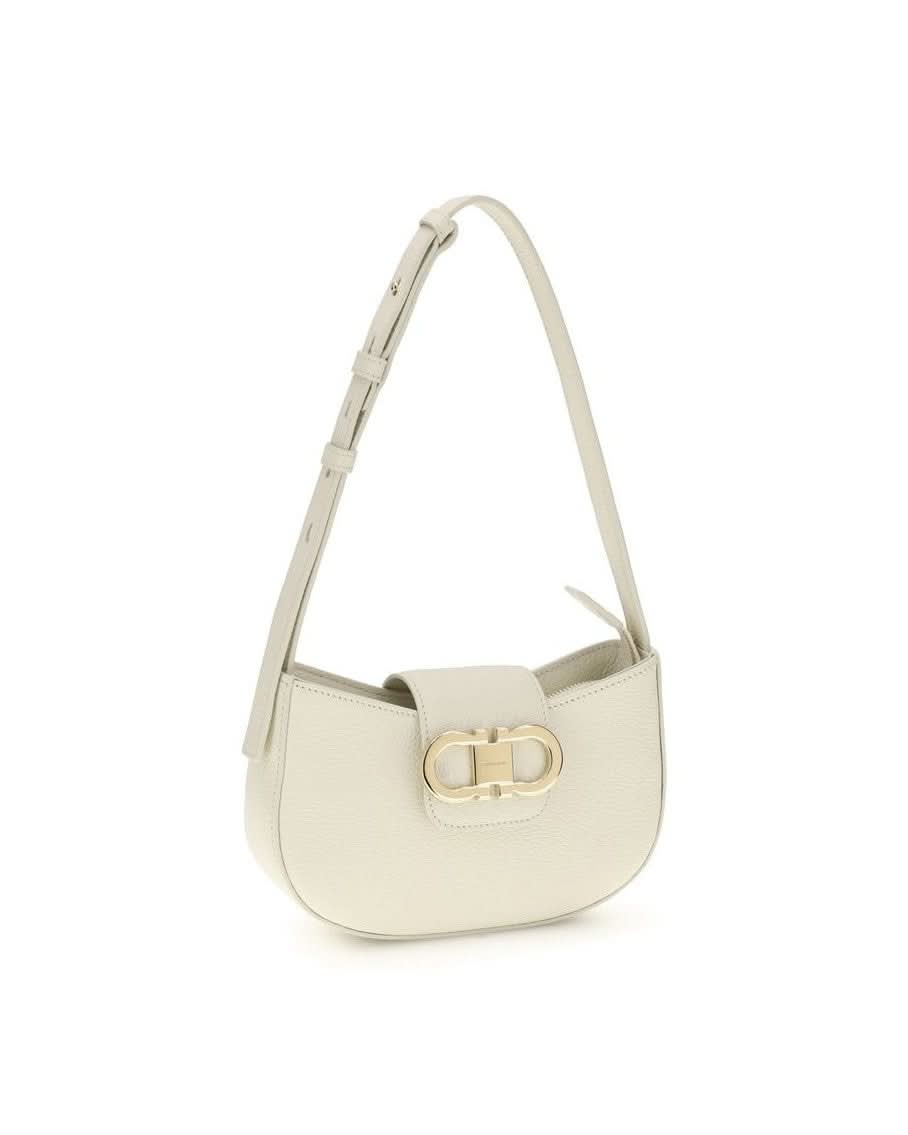Ferragamo White Calf Leather Bos Taurus Shoulder Bag Glam Steals