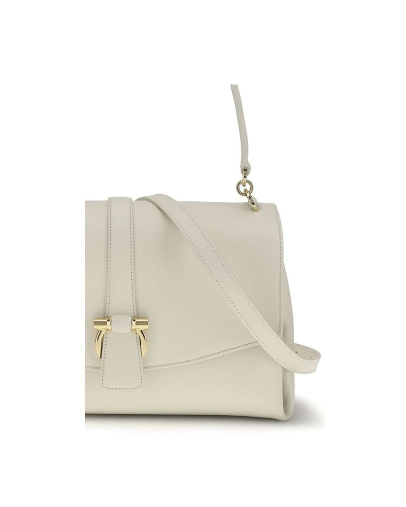 Ferragamo White Calf Leather Bos Taurus Shoulder Bag Glam Steals
