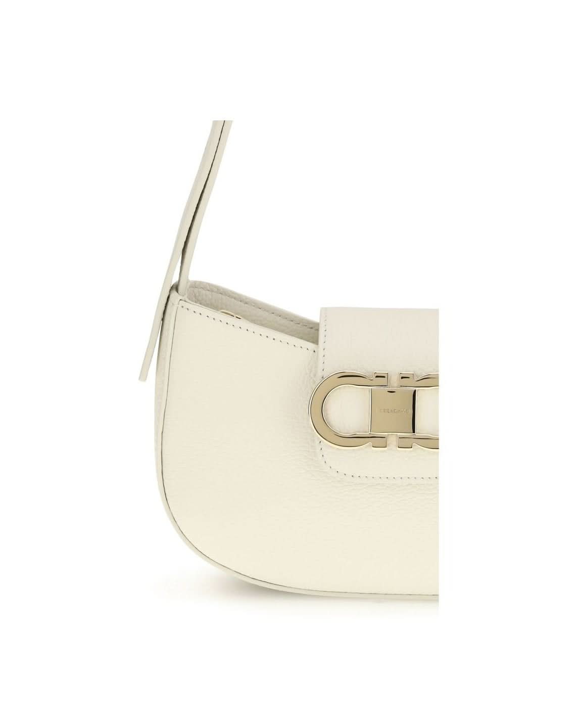 Ferragamo White Calf Leather Bos Taurus Shoulder Bag Glam Steals