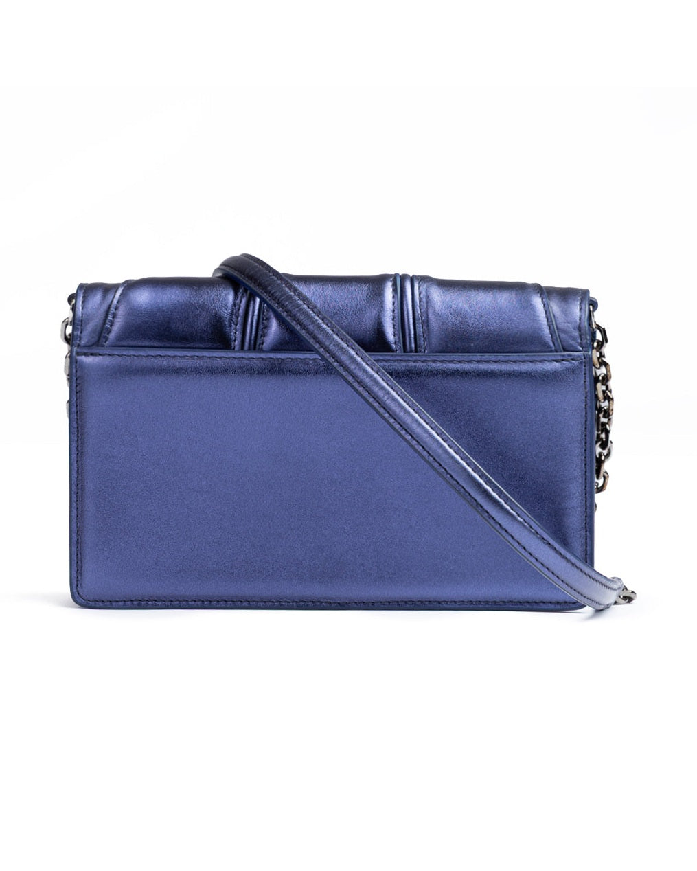 Ferrari Blue Leather Metal Gt Patent Bag with Chain Glam Steals