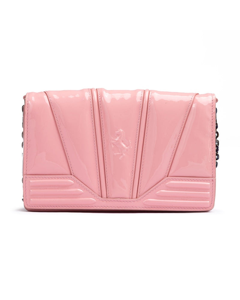 Ferrari Pink Leather Gt Patent Bag with Chain Glam Steals