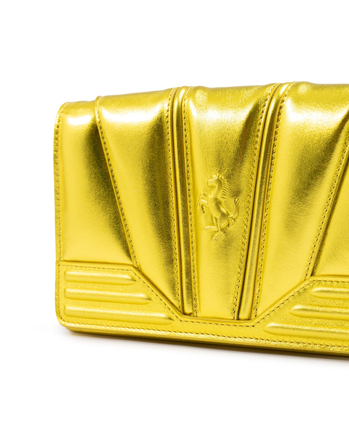 Ferrari Yellow Leather Metal Gt Patent Bag with Chain Glam Steals