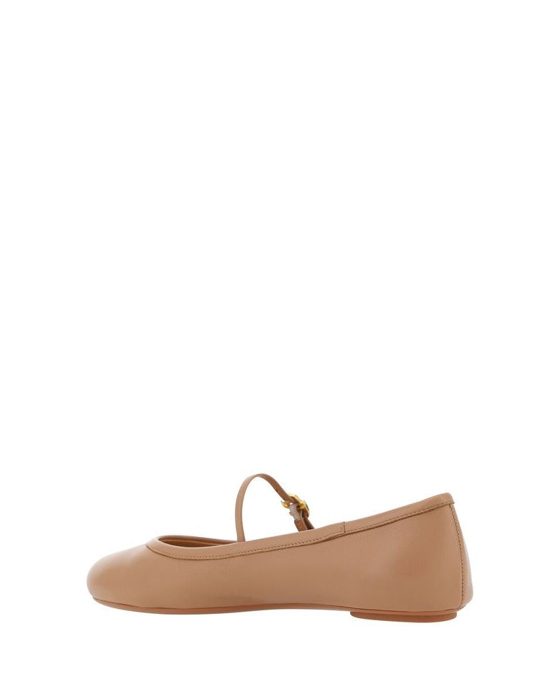 Gianvito Rossi Beige Calf Leather Bos Taurus Ballet Flats Glam Steals