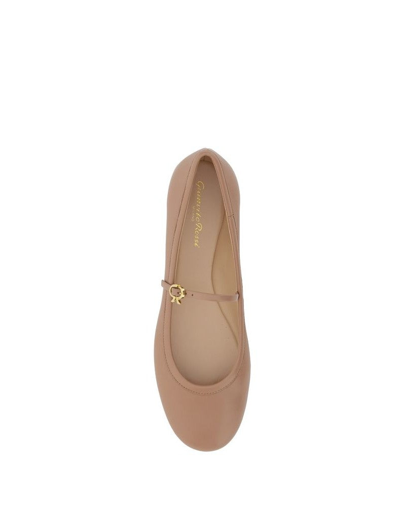 Gianvito Rossi Beige Calf Leather Bos Taurus Ballet Flats Glam Steals